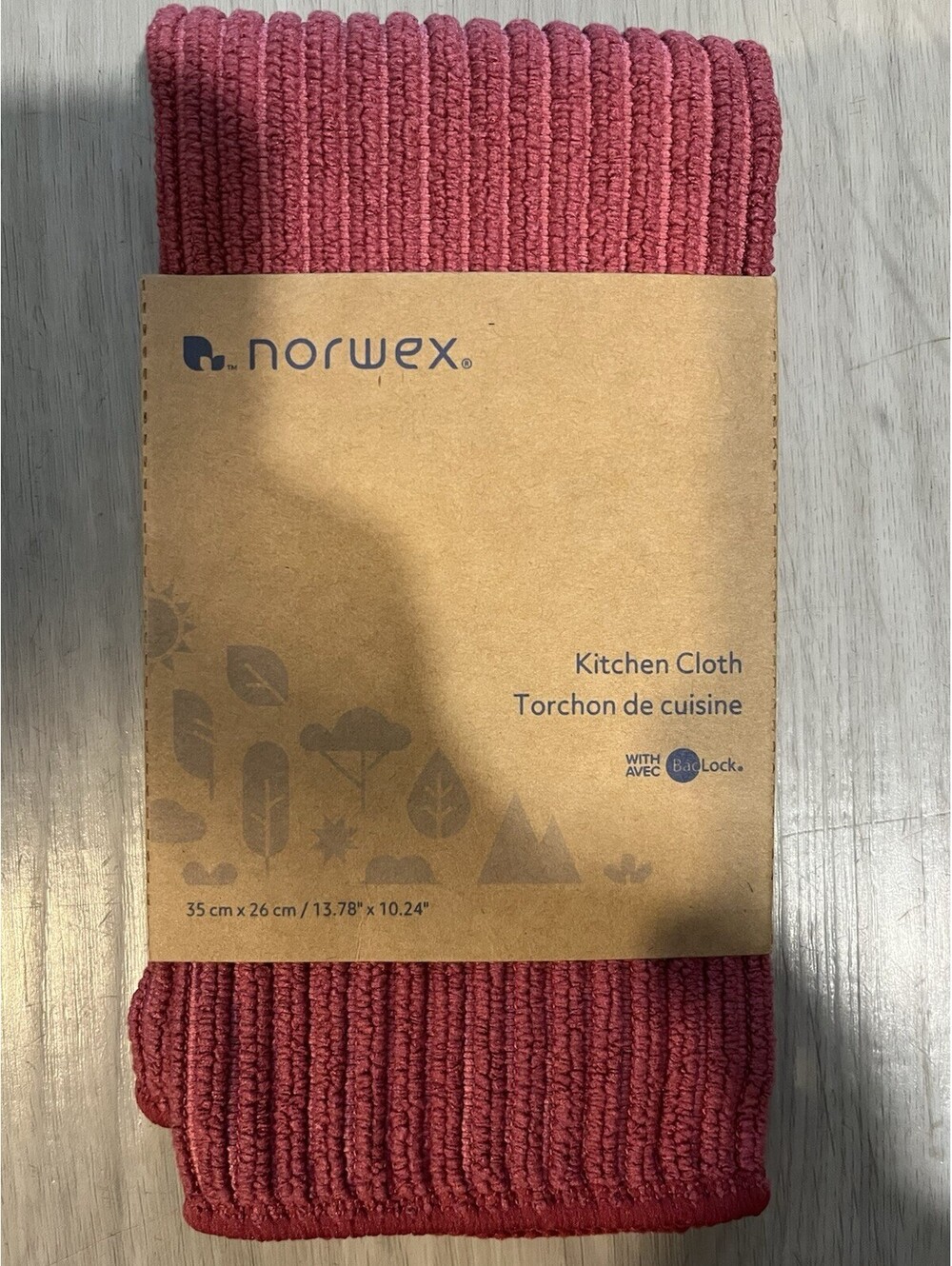 Norwex Kitchen Cloth Red Channel Textured Pomegranate  (13.78″×10.24")